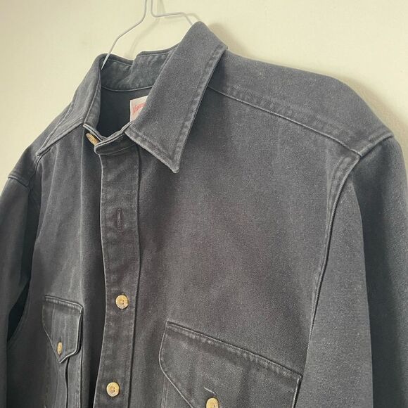 Vintage CC Filson Alaskan Guide Shirt Dark Grey charcoal Twill Mens Sz L - Picture 7 of 13